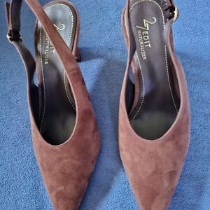 New 27 Edit Naturalizer Women's Brown Suede Slingback Heels 5.5